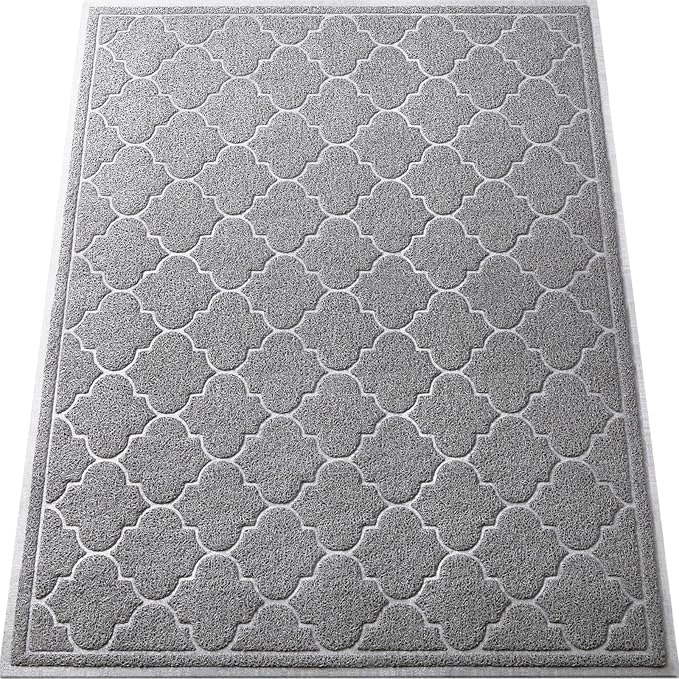 LuxStep Door Mat Large 36X47 Inch Indoor Outdoor Doormat, Non-Slip Low-Profile Design Floor Mat, Front Door Welcome Mat for Entryway,Patio,Garage, Light Grey