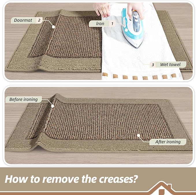 BEQHAUSE Indoor Door Mat 24" x 36", Dirt Trapper Door Mats Non-Slip Entryway Rugs Washable, Resist Dirt Absorbent Welcome Mat, Low Profile Floor Mats for Front Back Door and Entryway, Taupe