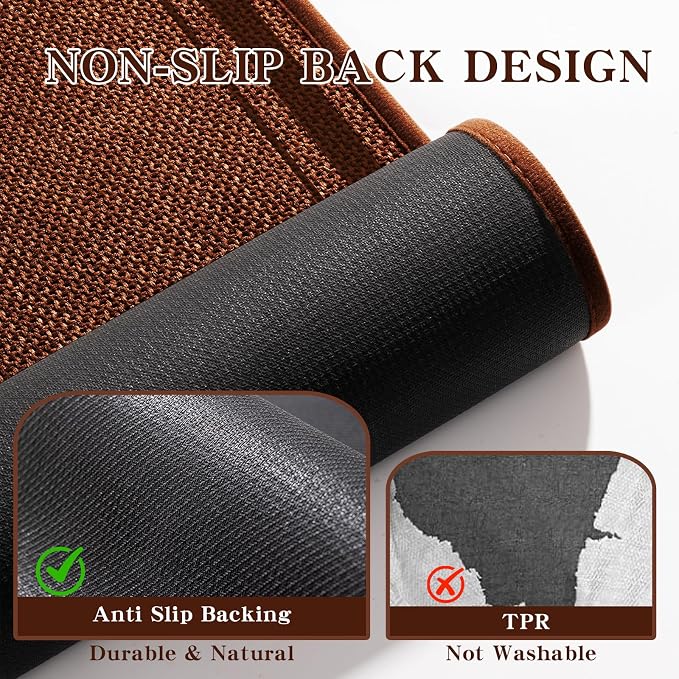 chakme Bathroom Rugs Mat 32x17, Ultra Thin Non Slip Bath Mat Quick Dry Absorbent Bath Mat for Bathroom Floor, (Rust, 32"x17")