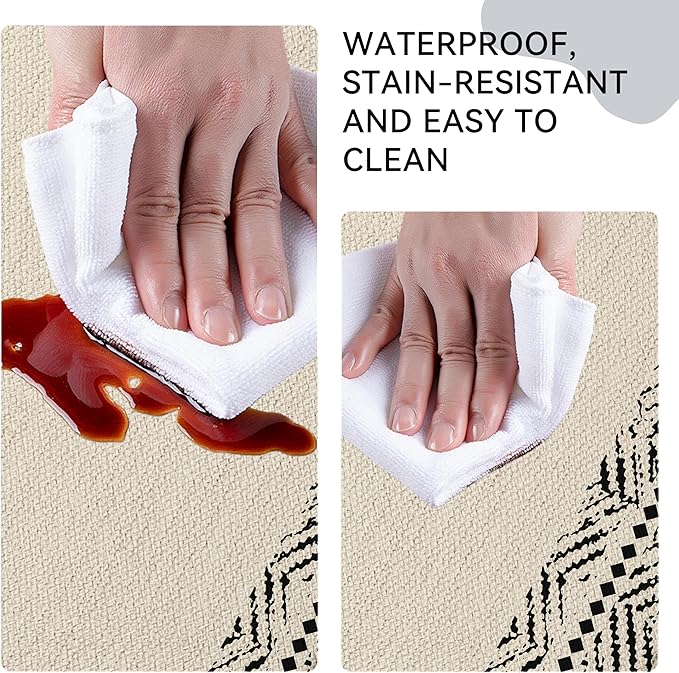 Black Vintage Boho Elegance Frame Kitchen Rug Sets [2 PCs], Anti-Fatigue, Waterproof Non-Slip Kitchen Mats Heavy Duty Comfort Foam Rug for Kitchen, Floor, Laundry,17"x29"+17"x47"