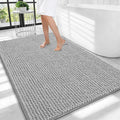 OLANLY Thick Large Bathroom Rugs 40x32, Extra Soft Absorbent Chenille Bath Rugs, Rubber Backing, Machine Wash Dry, Bath Mats for Bathroom Floor, Tub and Shower, Home Decor Accessories, Light Grey