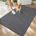 LUMI Ultra Thin Indoor Door Mat for Entrance 32"x48", Non Slip Entryway Mat, Low Profile Doormat, Unique Herringbone Design Carpet for Inside, Patio, Porch, Charcoal Gray