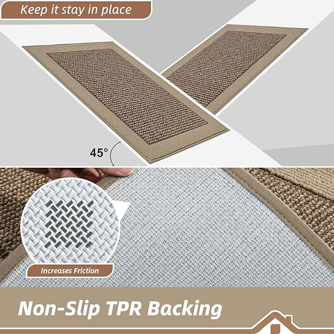 BEQHAUSE Kitchen Rugs 32"x48", Kitchen Runner Rug Non-Slip Kitchen Mats for Floor, Absorbent and Stain Resistant Kitchen Mats, Machine Washable Rugs for Kitchen, Hallway, Laundry & Sink, Taupe