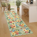DUKINO 2x6 Runner Rug for Hallway, Washable Kitchen Rug with Non Slip Backing & Non-Shediing, Soft Low Pile Floral Design Runner for Bedroom, Kithchen, Living Room, Laundry, Bathroom, Green