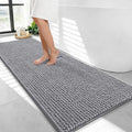 OLANLY Thick Bathroom Runner Rugs 47x24, Extra Soft Absorbent Chenille Bath Rugs, Rubber Backing, Machine Wash Dry, Long Bath Mats for Bathroom Floor, Tub and Shower, Home Decor Accessories, Grey
