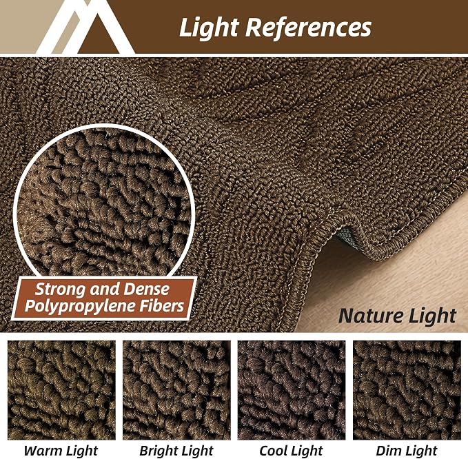 COSY HOMEER 60x24Inch/35X24Inch Kitchen Rugs Sets Non-Slip Washable Kitchen Mats for Floor Polypropylene Absorbent Kitchen Runner for Kitchen Sink Hallway Entryway(Brown)