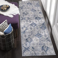 Lahome Moroccan Trellis Washable Runner Rug, 2x6 Kitchen Runners for Hallways 6 Feet Non Slip, Vintage Laundry Room Ultra-Thin Carpet for Bathroom Bedroom Entryway Elise, White/Royal Blue