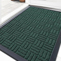 OLANLY Front Door Mat Outside Entrance 33x21, Absorbent, Heavy Duty Sturdy Natural Rubber Doormat Indoor Outdoor, Non-Slip, Stain and Fade Resistant, Low Profile Floor Mat for Entryway, Black Green