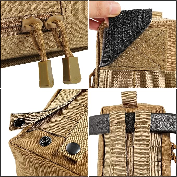 FRTKK 2 Pack Molle Pouches - Tactical Compact Water-Resistant EDC Pouch Bag Small Utility Pouch