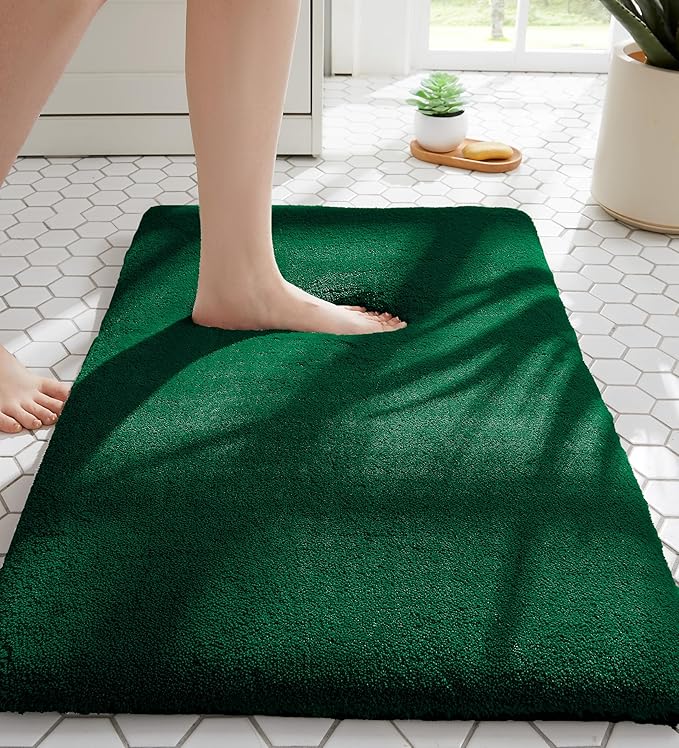MINIDEAR Bathroom Rugs 32x20 Dark Green - Thick Memory Foam Bath Mat, Ultra Soft & Plush Non-Slip, Quick Dry, Absorbent Washable Floor Microfiber Mat for, Home Decor Accessories