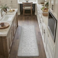 PureCozy Kitchen Mats for Floor Anti Fatigue Cushioned Gray Vintage Kitchen Mats Waterproof Non Slip Comfort Standing Grey Retro Floral Runner Rug for Sink Laundry Office Bathroom 17.3"x59"