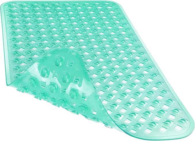 Yimobra Bathtub Mat Non Slip, Shower Mat with Strong Suction Cups & Drain Holes, 27.5"X15.5", Anti Slip Bath Tub Mat for Inside Shower, Machine Washable Fast Drying, Bathroom Essentials,Clear Green
