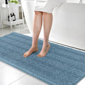 OLANLY Thick Bathroom Runner Rugs 59x24, Absorbent Chenille Striped Bath Rugs, Rubber Backing, Machine Wash, Extra Long Bath Mats for Bathroom Floor, Tub and Shower, Home Decor Accessories, Airy Blue