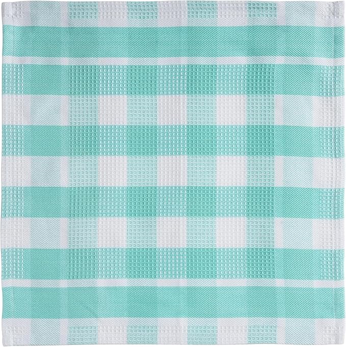 LANE LINEN 100% Cotton Kitchen Dish Cloths, Ultra Soft Absorbent Quick Drying Dish Towels, Multiweave Wash Cloths Dish Towel Sets, 12x12 Inches, 12 Pack - Aqua