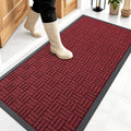 OLANLY Front Door Mat Outside Entrance 47x23, Absorbent, Heavy Duty Sturdy Natural Rubber Doormat Indoor Outdoor, Non-Slip, Stain and Fade Resistant, Low Profile Floor Mat for Entryway, Black Red