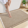 Smiry Waffle Bath Mat 30x20, Extra Soft Absorbent Bathroom Rugs, Non Slip Machine Washable Quick Dry Bath Rugs for Bathroom Floor, Tub, Shower, Home Decor Accessories, Brown & Cream