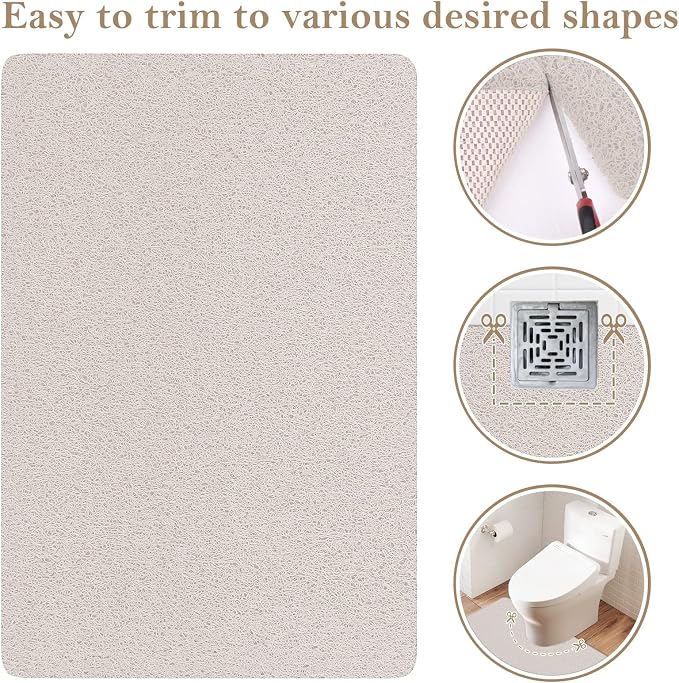 Shower Mat Bathtub Mat Non-Slip,24x16 inch, Soft Tub Mat with Drain,PVC Loofah Bath Mat (Phthalate Free) for Tub and Bathroom,Quick Drying,White
