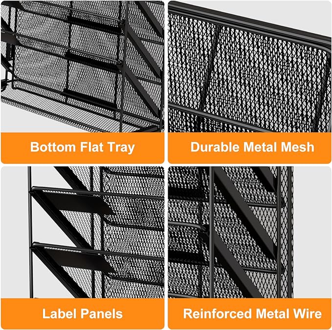 Kuntine.B Wall File Organizer (Black, 7 Tier)