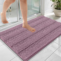 OLANLY Thick Bathroom Rugs 36x24, Extra Soft Absorbent Chenille Striped Bath Rugs, Rubber Backing, Machine Wash Dry, Bath Mats for Bathroom Floor, Tub and Shower, Home Decor Accessories, Deep Plum