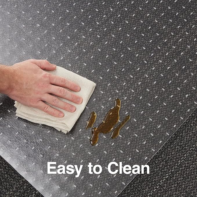 Staples Office Chair Mat, Clear Floor Mats with Lip, Flat-Pile Carpets, Extended Under-Desk Coverage, 53 x 45 Inch, Smooth Glide