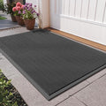 Front Door Mat 20''x31'', Drainage Heavy Duty Dirt Trapping Non-Slip Doormats, Outdoor Rubber Floor Mats, Restaurant Commercial Kitchen Industral Pool Entrance Bar Wet Area, Black