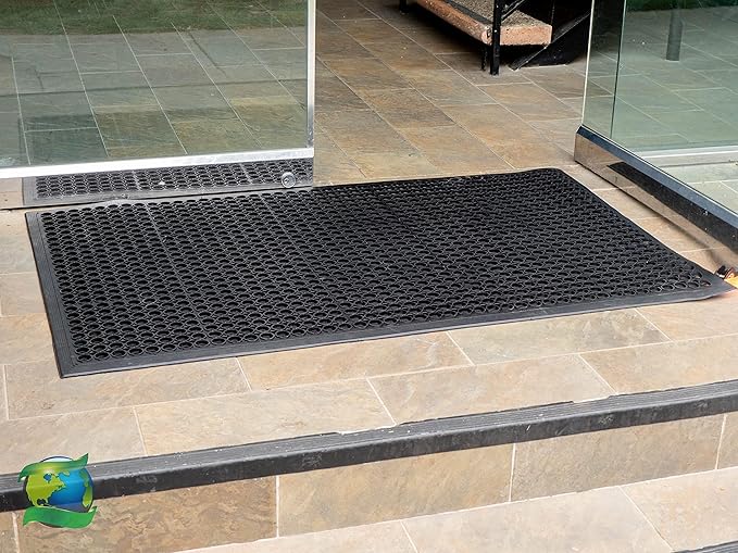 Envelor Anti Fatigue Mats for Kitchen Floor, Rubber Bar Mat, Non Slip Commercial Floor Mat with Drainage Holes, Indoor Outdoor Rubber Mat for Restaurant, Garage, Entryway, Entry Mat 36 x 60 in