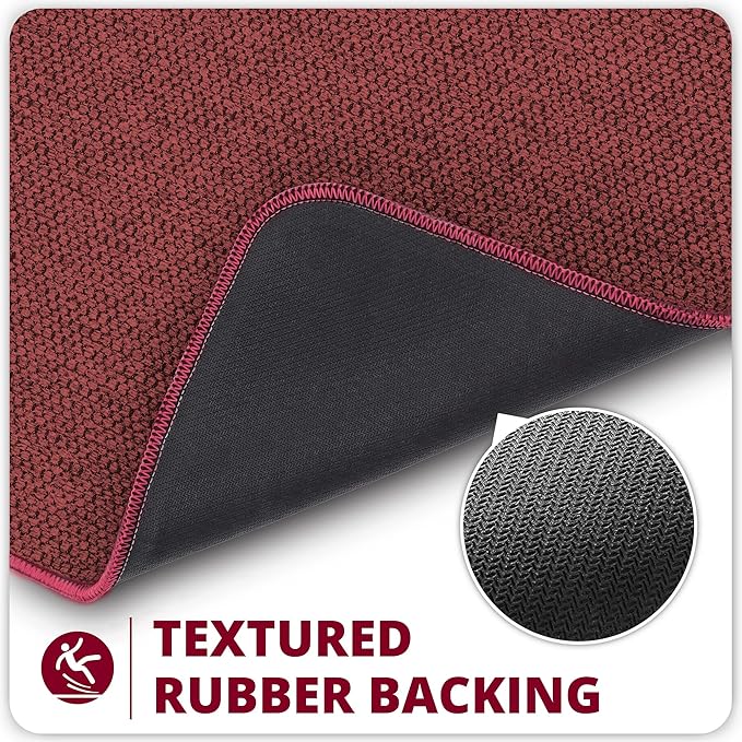 Bosap Bath Mat,Ultra Thin Bathroom Runner Rugs,Large Bath Mats for Bathroom,Quick Dry,Non-Slip,Machine Washable,Low Pile,Bath Rug,Shower Outside,Sink,Home Decor Accessories.Red,2'x6'(24x72inch)
