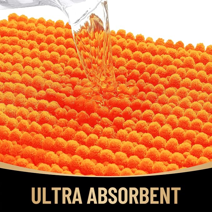 OLANLY Thick Bathroom Rugs 36x24, Extra Soft Absorbent Chenille Bath Rugs, Rubber Backing, Machine Wash Dry, Bath Mats for Bathroom Floor, Tub and Shower, Home Decor Accessories, Orange