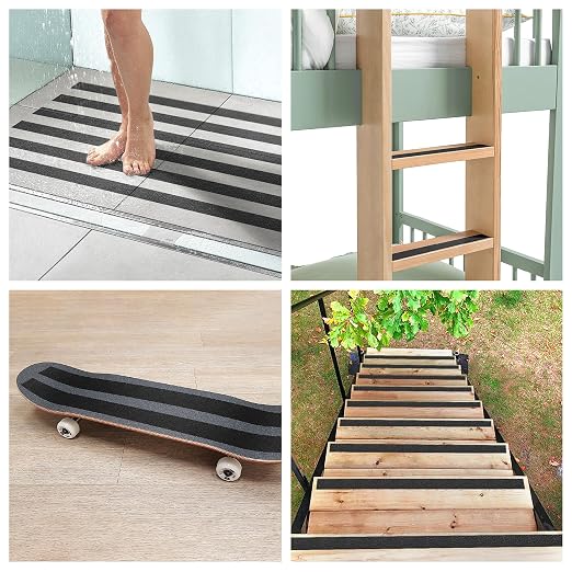Chesk Grip Tape for Stairs – 4in x 30ft Black Anti-Slip Stair Strips – Adhesive Stair Treads Non-Slip Indoor and Outdoor – Heavy-Duty Grip Tape for Skateboard, Shower, Floor, Steps