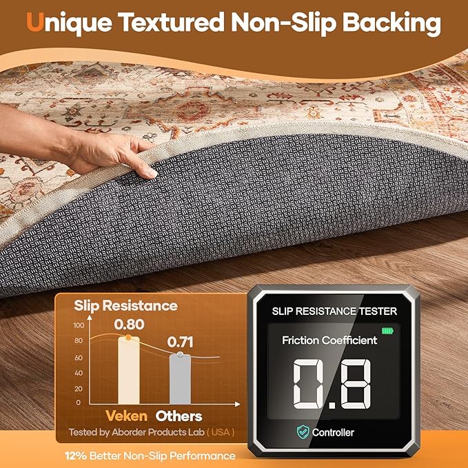 Veken 5 Ft Round Non Slip Cushioned Rug Pad Gripper, Felt and Silicone Backing, 1/8" Thick Carpet Liner for Hardwood Floors and Finishes, Under Area Rugs Anti Skid Mat, Keep Rugs Safe and in Place