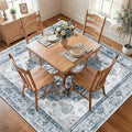 RELEANY Area Rugs Square 7ft Washable Non-Slip, Floral Vintage Distress Medallion Carpet for Living Room Bedroom Dining Room, Light Gray Grey White