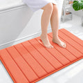 OLANLY Memory Foam Bath Mat 40x24, Super Soft Absorbent Bathroom Rugs, Quick Dry, Machine Washable Shower Floor Rugs, Bathmat Carpet, Bathroom Home Decor Accessories, Coral