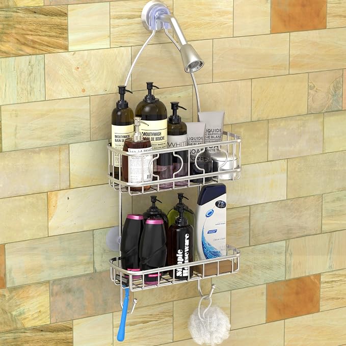 Simple Houseware Stainless Steel Bathroom Hanging Shower Head Caddy Organizer (24 x 10.2 x 4.25 inches)
