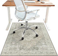 48"x72" Office Chair Mat for Hardwood Tile Floor, Under Desk Carpet Protector for Rolling Computer Chair Mat, Machine Washable Area Rug, Anti-Slip 1/5" Thick Low Pile Thin Vinyl Floor Mat, Trench