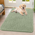 Smiry Dog Door Mat for Muddy Paws 40x32, Absorbent Dirt Trapper, Non-Slip Washable Chenille Entryway Rug for Inside Floor, Sage Green, Classic Solid