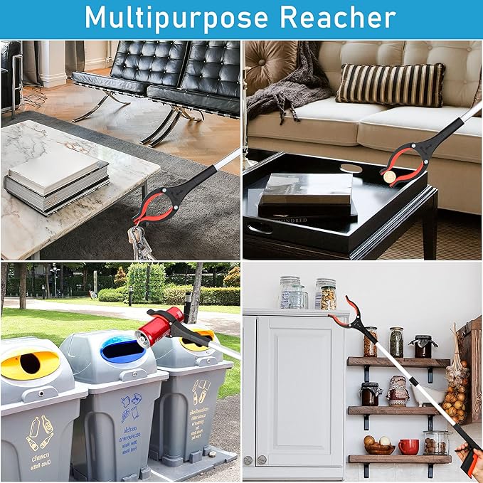 2025 Upgrade Grabber Reacher Tool, 360° Rotating Head, Wide Jaw, 32" Foldable, Lightweight Trash Claw Grabbers for Elderly, Reaching Tool for Trash Pick Up Stick, Litter Picker, Arm Extension (Orange)