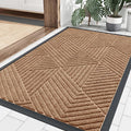 Smiry Front Door Mat Outside Entrance, Heavy Duty Sturdy Natural Rubber Doormat, Trap Dirt and Moisture, Easy Clean Low Profile Mats for Indoor Outdoor Entry, Irregular Triangle (59x40, Coffee)