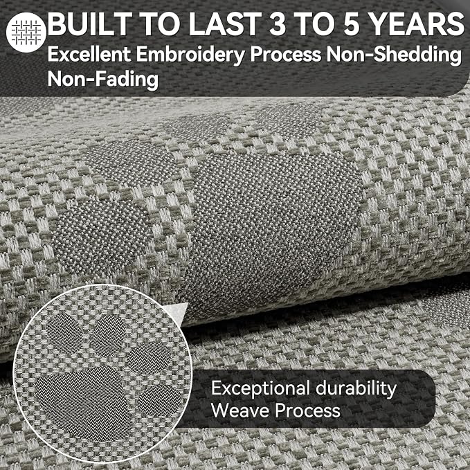 YDKGL Kitchen Mats for Floor, Super Absorbent Kitchen Rugs Non Slip Washable, Rubber Backing Soft Woven Linen Embroidery Runner Rug, Standing Mat Kitchen Sink Mat, Easy to Clean, Gray 17x47