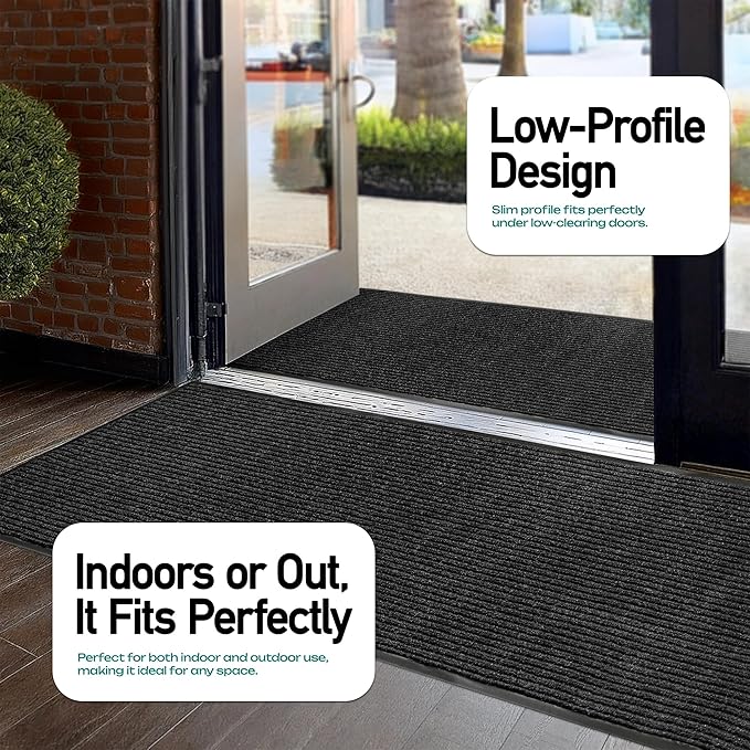 MaxMat® Extra Large Commercial Floor Mat, 3 x 5 Feet Heavy Duty, Waterproof, Low-Profile, Easy to Clean, Rubber Entry Mat (RIB0035BL, Black)