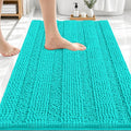 OLANLY Thick Bathroom Rugs 30x20, Extra Soft Absorbent Chenille Striped Bath Rugs, Rubber Backing, Machine Wash Dry, Bath Mats for Bathroom Floor, Tub and Shower, Home Decor Accessories, Teal