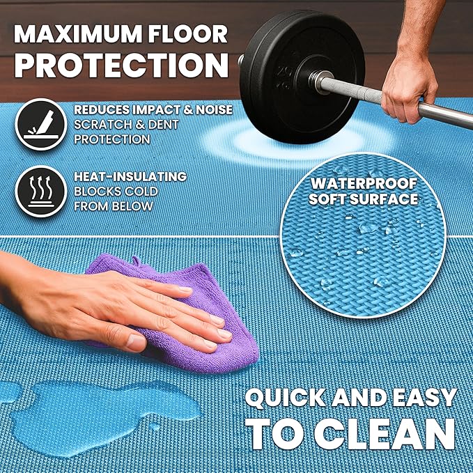 bemaxx Gym Mats Set - 18 pcs EVA Interlocking Foam Floor Tiles (12.6"x12.6"x0.4") 18sqft Protective Gym Flooring Sports Home Workout Exercise Mats Puzzle Garage Fitness Play-Room Pool Treadmill Bike
