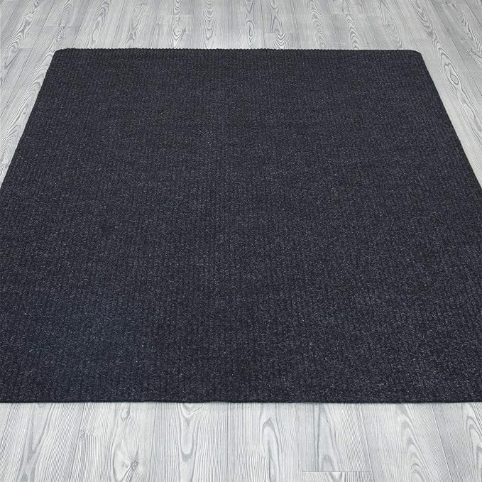 Ottomanson 5' x 6'6" Mud Mat Area Rug Scraper Carpet - Non-Slip, Dirt Trapping for Indoor & Outdoor Use - Ideal for Entryway, Garage, Kitchen, Patio & High-Traffic Areas, Black