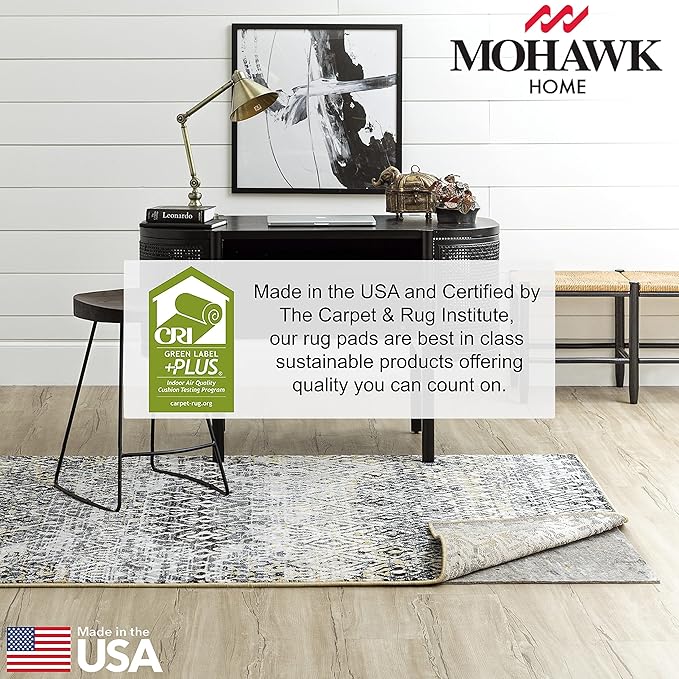 Mohawk Home Non Slip Rug Pad 6' Round - 1/2" Thick Felt + Latex Rubber Gripper - Dual Surface Cushion for Hardwood, Carpet, Tile Floors, Made in USA