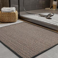 PADOOR Non-Slip Bath-Mats, Rubber-Backing Braided Absorbent Bathroom Mat, Machine Washable, Thin Bathroom Rugs Fit Under Door, Quick Dry, 20''x32'' Black