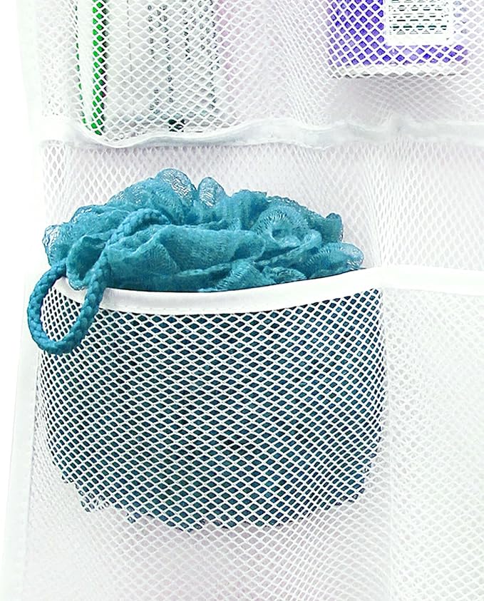 S&T INC. Shower Organizer, Shower Caddy & Bathroom Organizer, 2 Pack, White | Quick Drying Mesh, 7 Pockets to Hold Shampoo, Soap, Loofah, and Cruise Ship Essentials