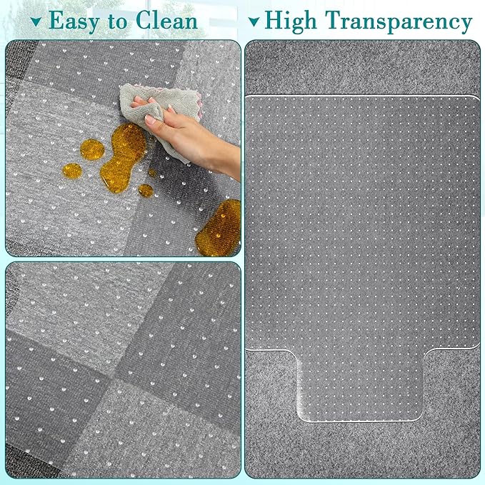 BesWin Office Chair Mat for Carpets, 36" x 48" Low Pile Carpet Protector Mat for Office Chair, Heavy Duty Computer Desk Floor Mat for Carpeted Floors for Home/Offices, Easy Glide(48" x 36" with Lip)