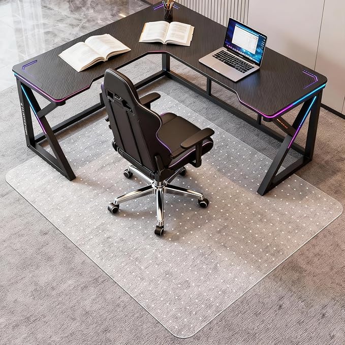 Vicwe Office Chair Mat for Carpeted Floors, 58"X44" Rectangle Desk Chair Mats with Studs for Low and No Pile Carpeted Floors, Easy Glide Computer Desk Chair Mat for Home & Offices