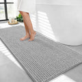 OLANLY Thick Bathroom Runner Rugs 44x24, Extra Soft Absorbent Chenille Bath Rugs, Rubber Backing, Machine Wash Dry, Long Bath Mats for Bathroom, Tub and Shower, Home Decor Accessories, Light Grey