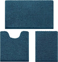 HOMEIDEAS 3 Pieces Bathroom Rugs, Extra Large Ultra Soft Non Slip Absorbent Chenille Toilet Bath Mat Set (Atlantic Blue)