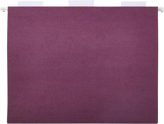 Amazon Basics Hanging File Folders with Adjustable Tabs for Document Organization, Letter Size, Assorted Jewel-Tone Colors, 25-Pack